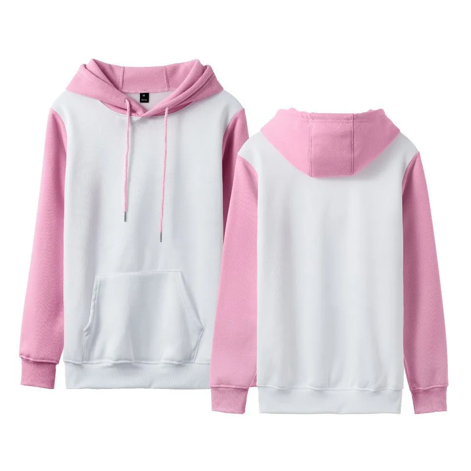 Loose casual hoodie with contrast colour sleeves and fleece lining in multiple colour options