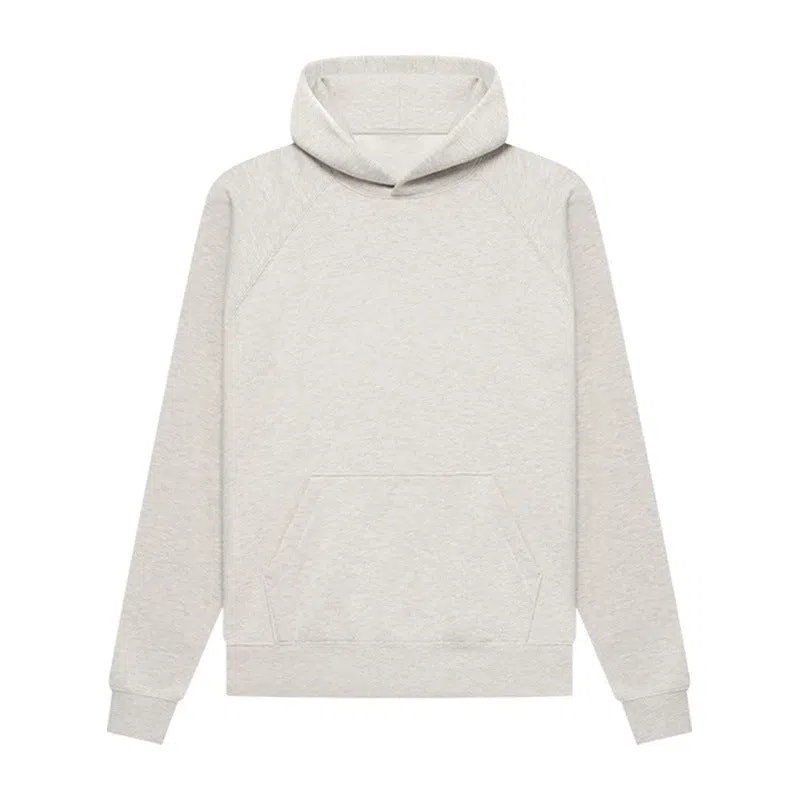 Blank heavyweight cotton raglan hoodie in Charcoal Gray with 3D patch pocket, loose fit pullover style