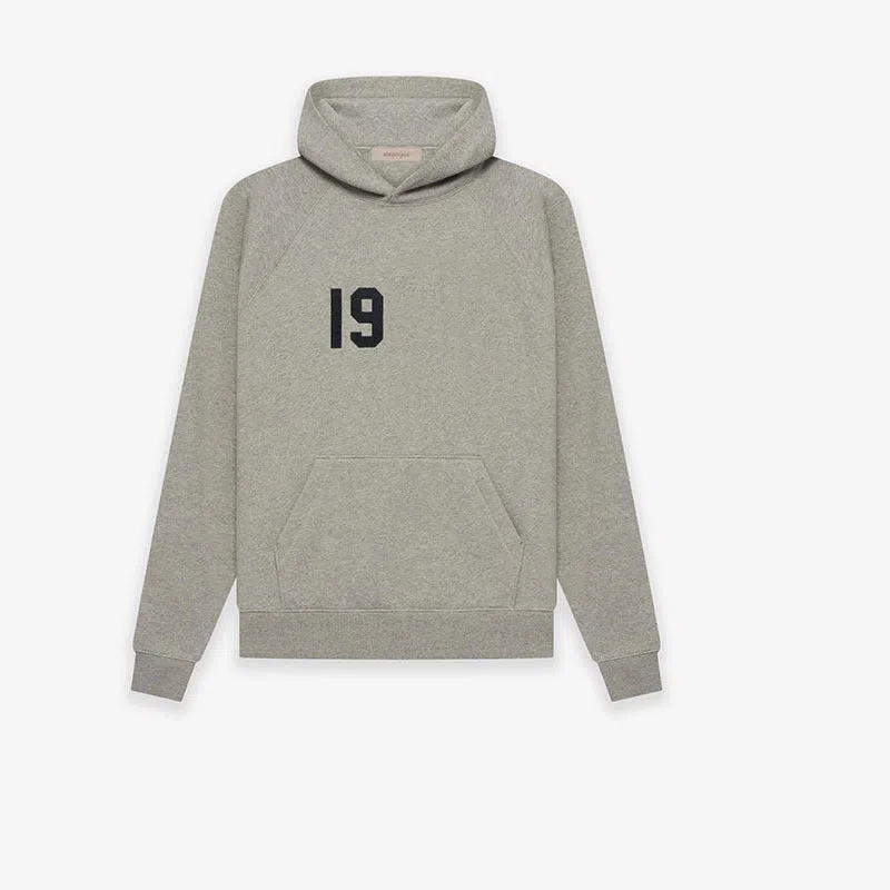 Blank heavyweight cotton raglan hoodie in Charcoal Gray with 3D patch pocket, loose fit pullover style