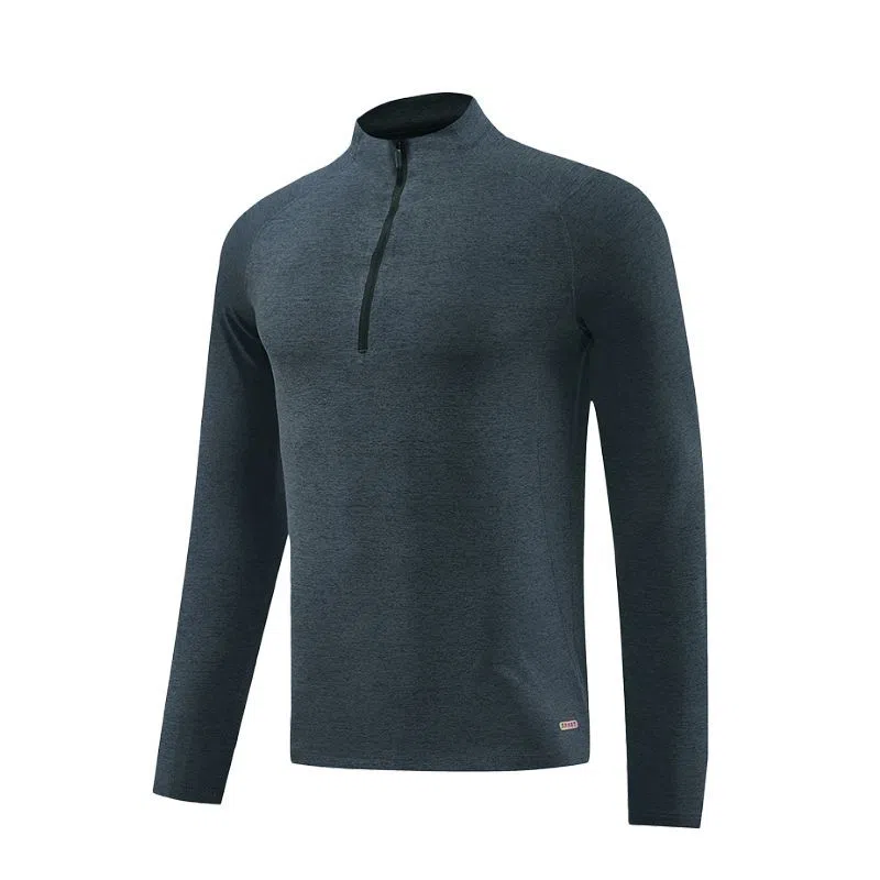 Men's long sleeve sports fitness T-shirt in polyester blend, available in multiple colours and sizes M to 3XL