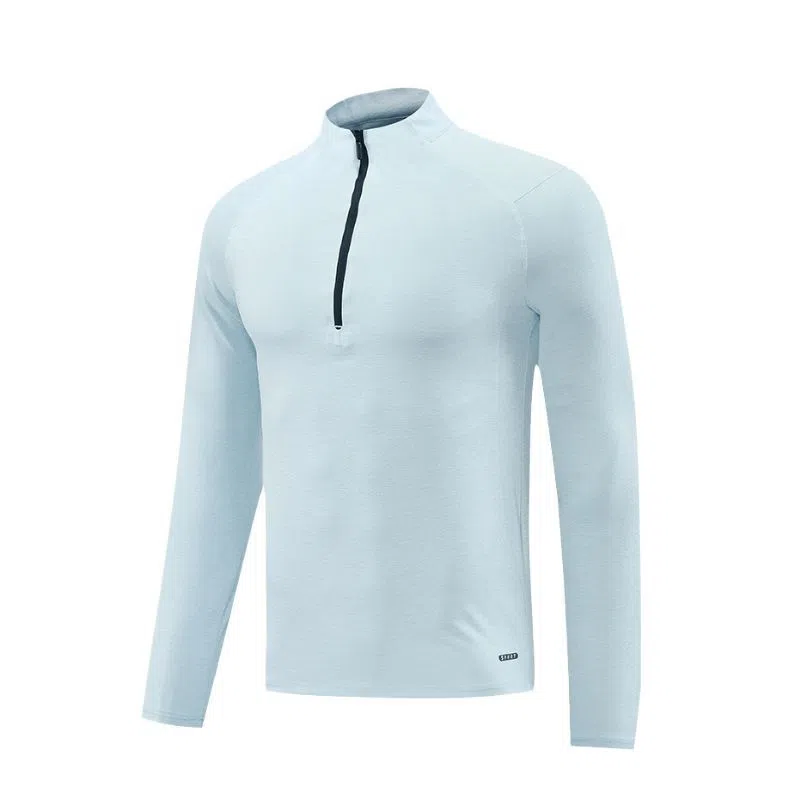 Men's long sleeve sports fitness T-shirt in polyester blend, available in multiple colours and sizes M to 3XL