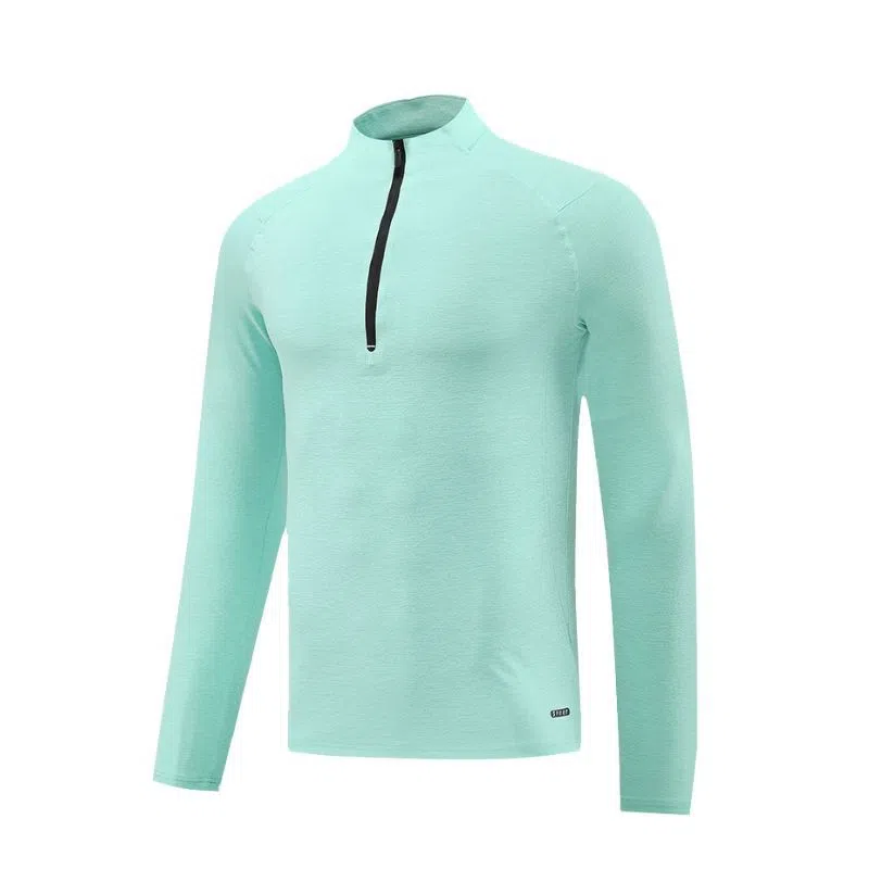 Men's long sleeve sports fitness T-shirt in polyester blend, available in multiple colours and sizes M to 3XL