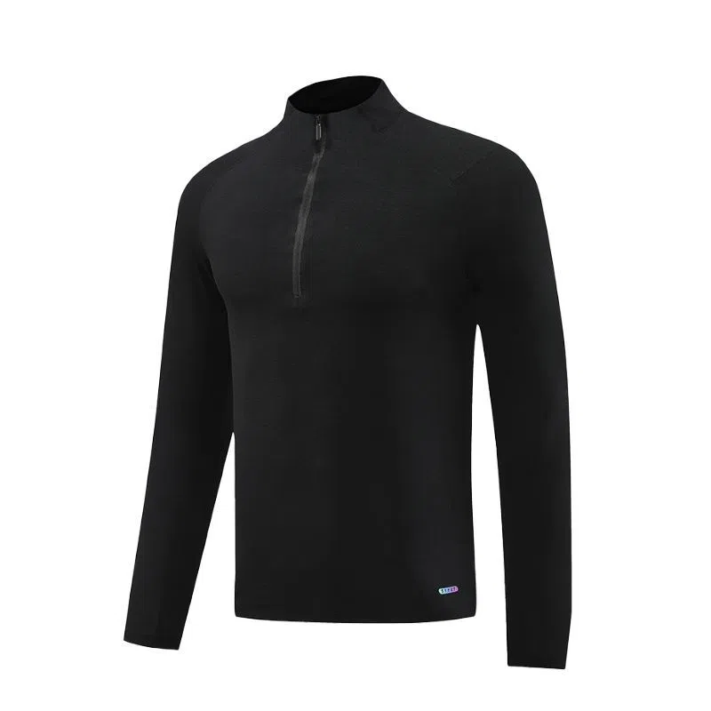 Men's long sleeve sports fitness T-shirt in polyester blend, available in multiple colours and sizes M to 3XL