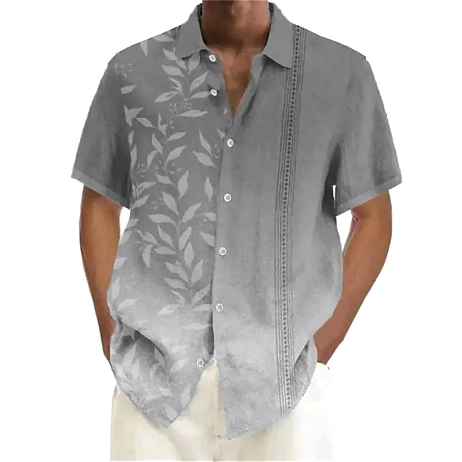 Plus size men's flower print digital short sleeve shirt cardigan regular fit polyester summer casual clothing
