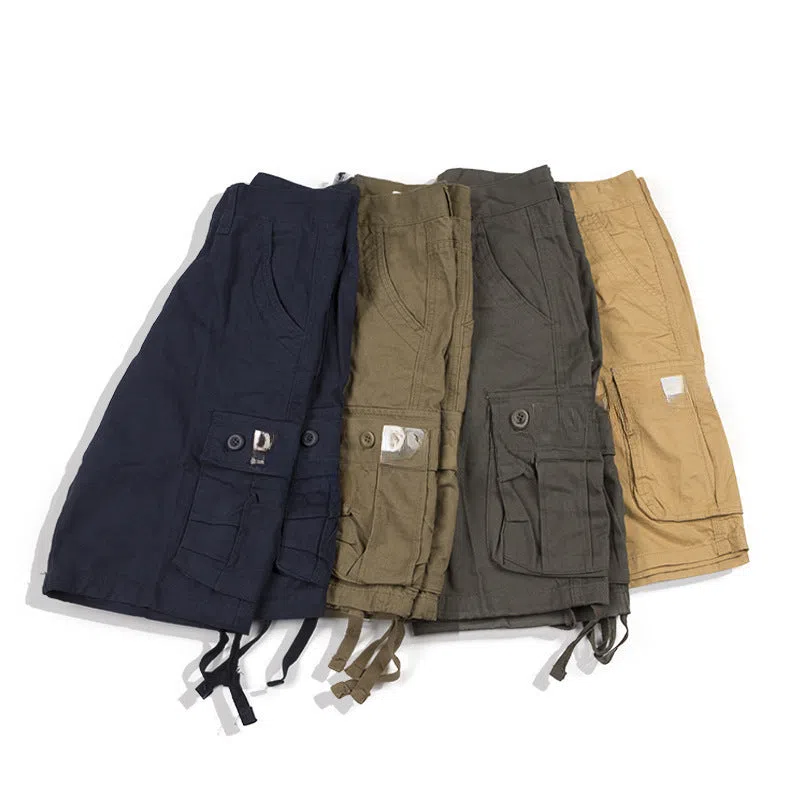 Retro Japanese casual trousers in army green with double-layer waistband and zip placket