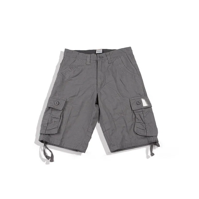 Retro Japanese casual trousers in army green with double-layer waistband and zip placket