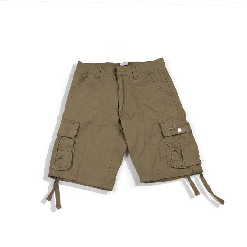 Retro Japanese casual trousers in army green with double-layer waistband and zip placket