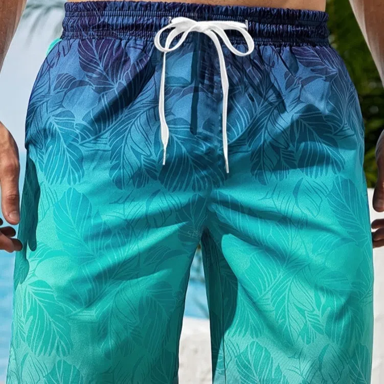 Men's polyester 3D printed beach shorts in fifth length, available in multiple colours and sizes S to 6XL