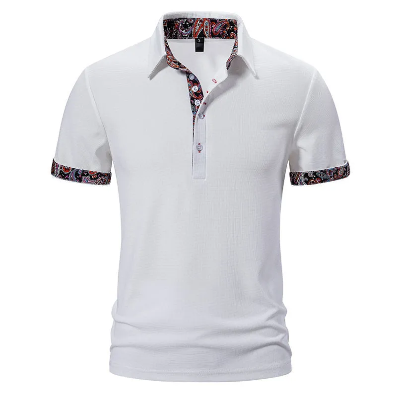 Men's classic polo shirt in cotton blend fabric with short sleeves and turnover collar.