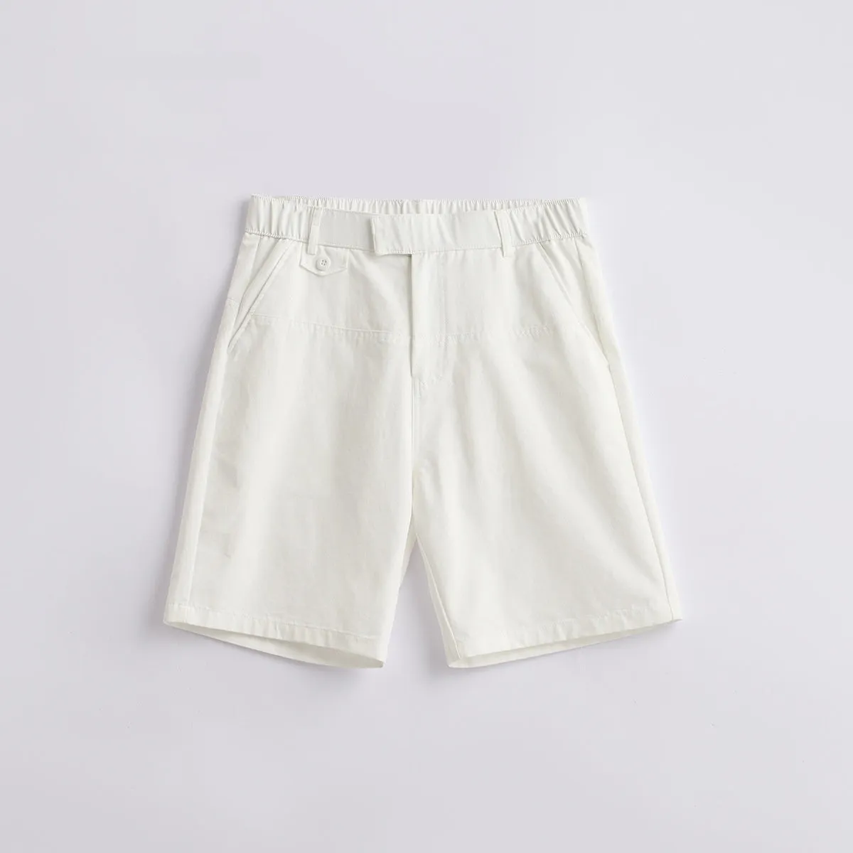 Men's casual shorts in cotton blend fabric with micro-elastic waistband and loose fit