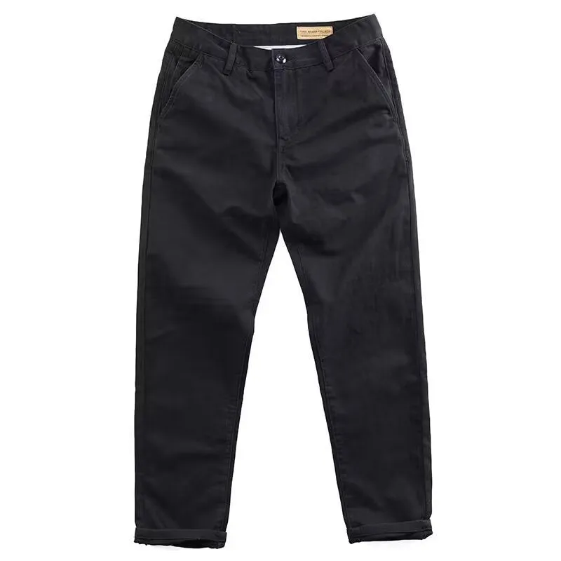Men's slim straight-leg casual trousers in micro elastic fabric available in four colours