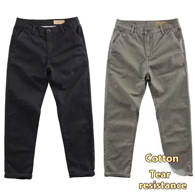 Men's slim straight-leg casual trousers in micro elastic fabric available in four colours