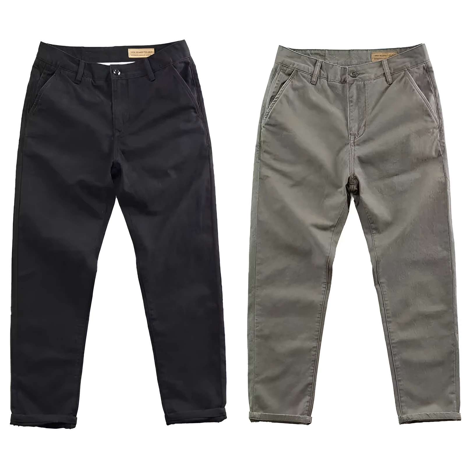 Men's slim straight-leg casual trousers in micro elastic fabric available in four colours