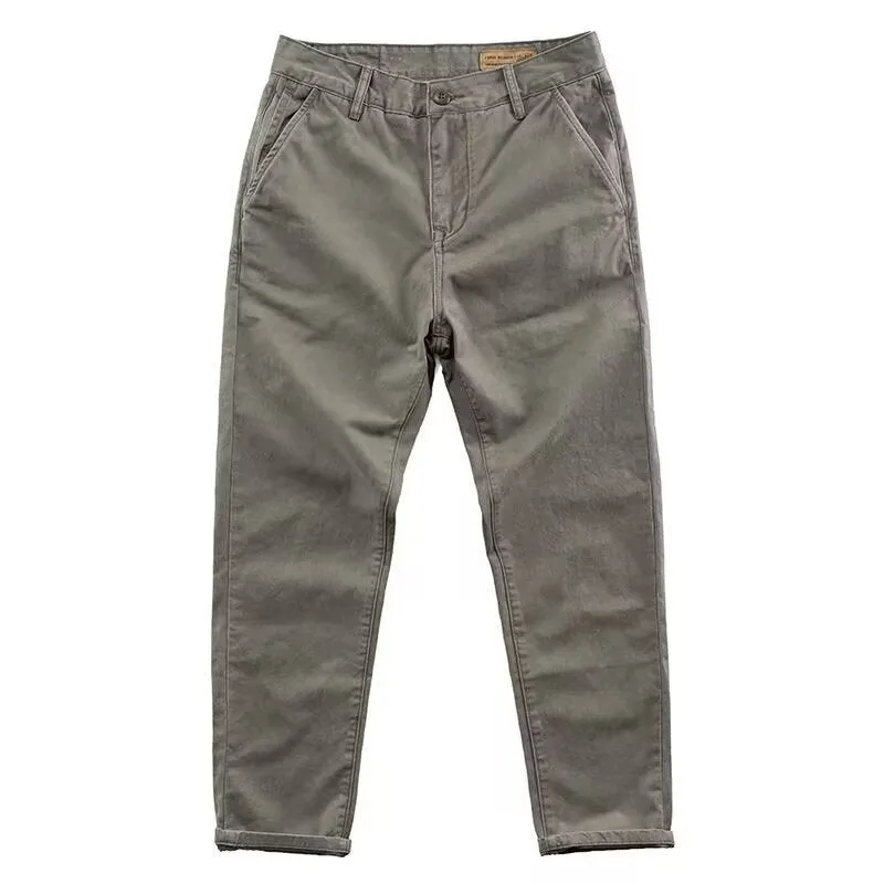 Men's slim straight-leg casual trousers in micro elastic fabric available in four colours
