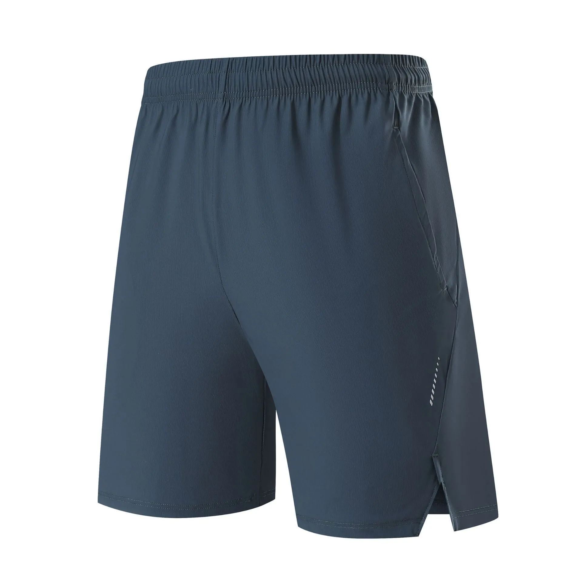 Men's black ice silk sports shorts made from breathable nylon fabric, mid-waist design.