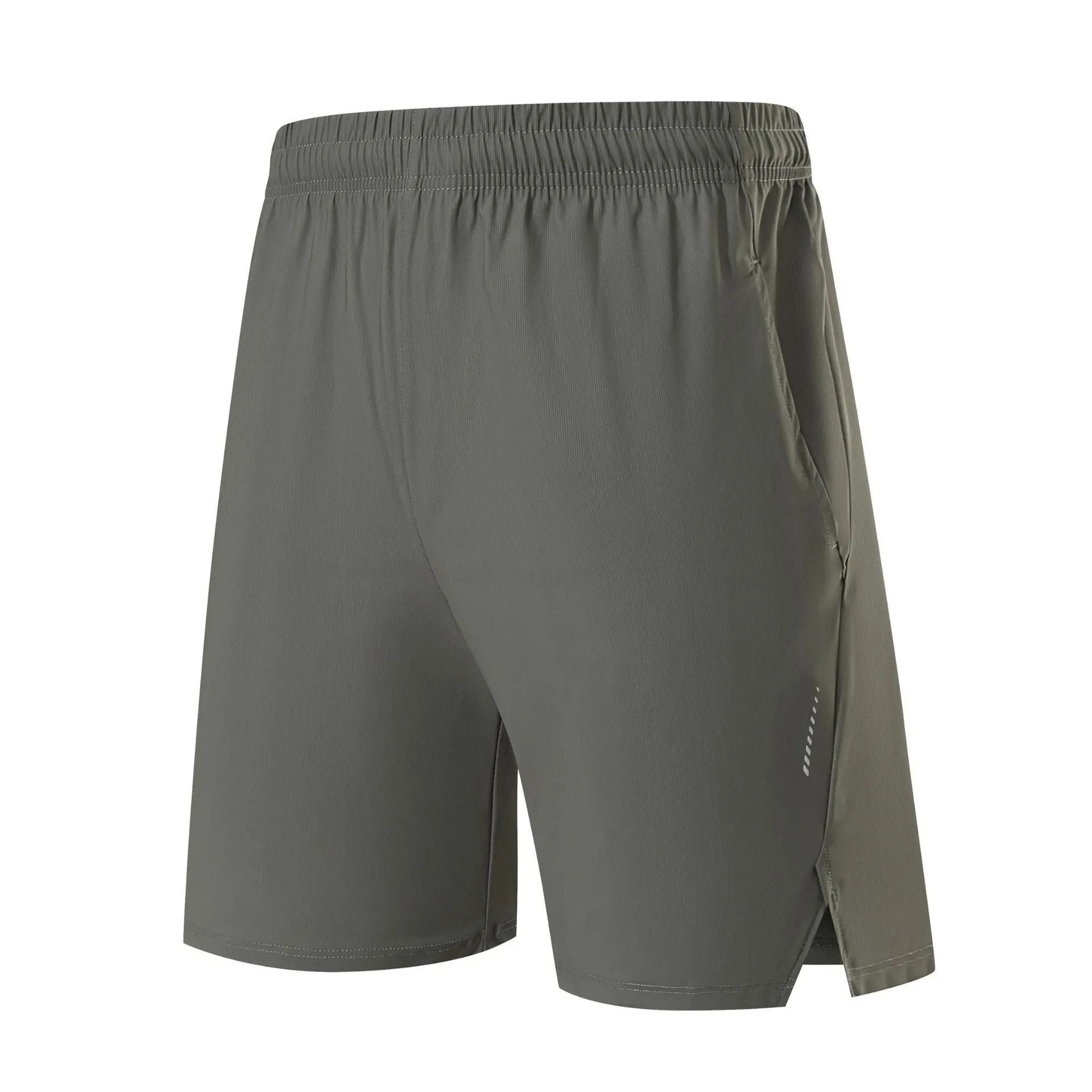 Men's black ice silk sports shorts made from breathable nylon fabric, mid-waist design.