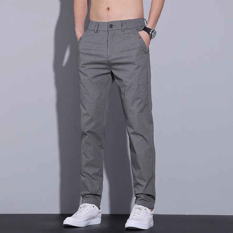 Men's straight fit cotton trousers in light khaki colour suitable for business casual spring summer wear