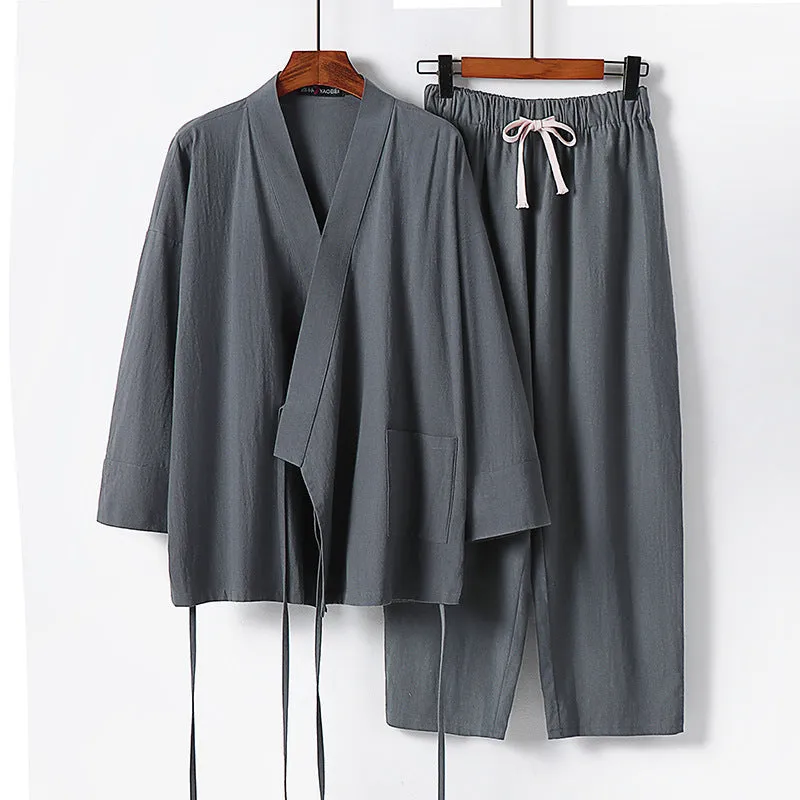 Cotton linen cardigan Hanfu two-piece suit in traditional design with modern silhouette