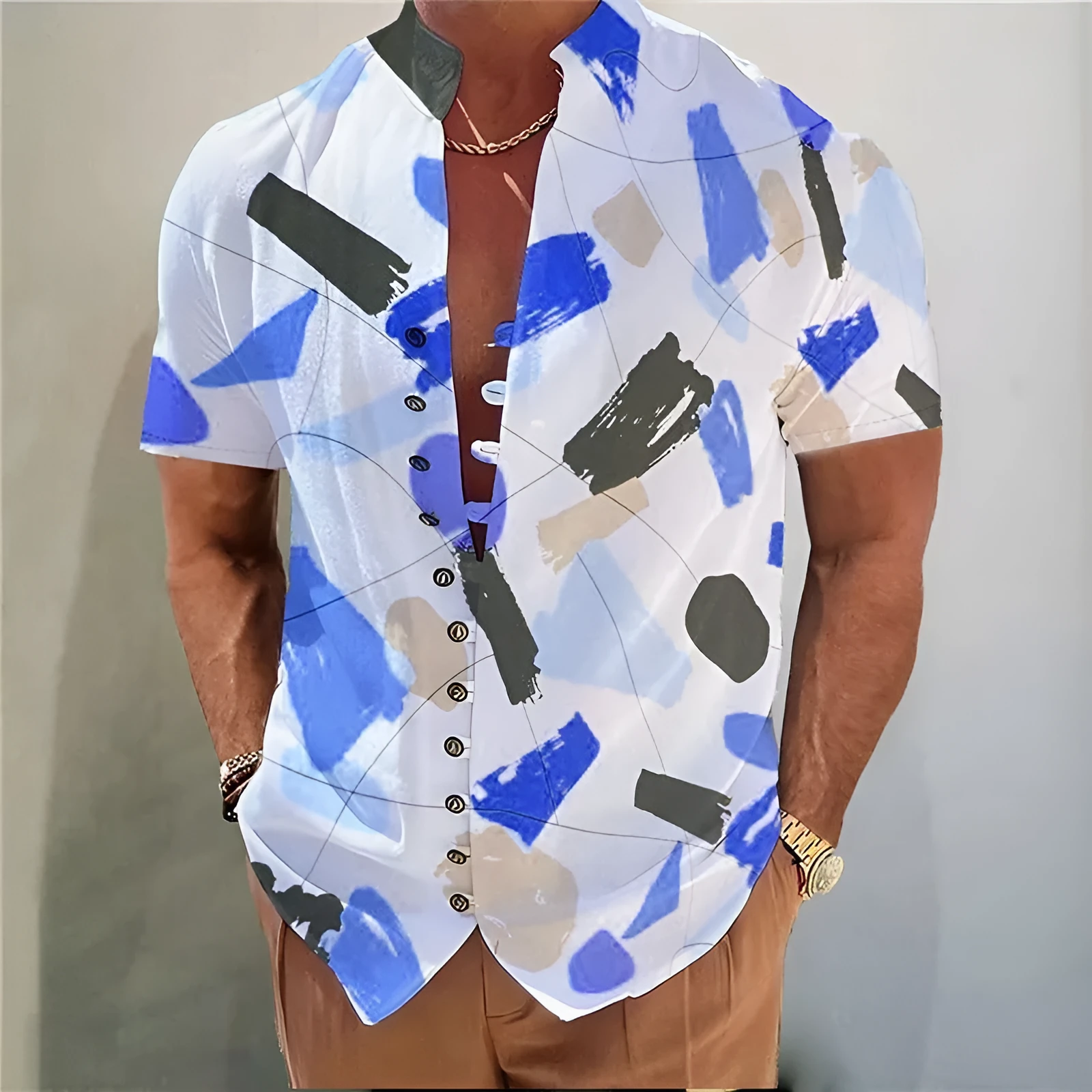 Youth short-sleeve cardigan with geometric 3D floral print in solid colour options