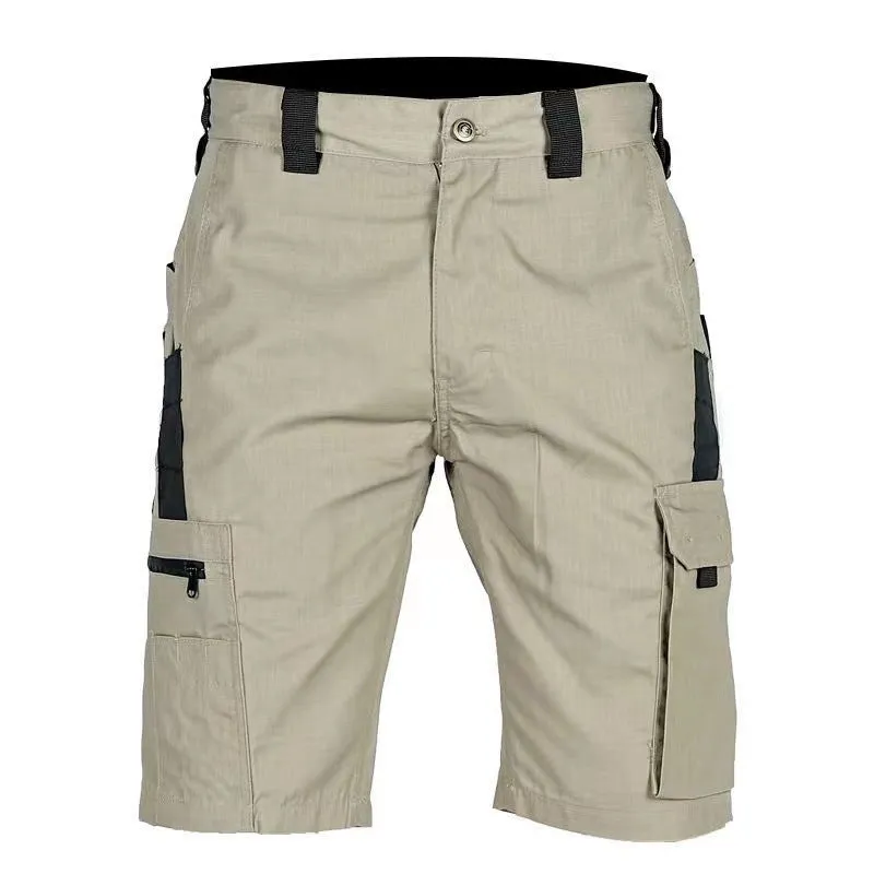 Adult elastic waist camouflage cargo shorts shown in multiple colour options including CP camo and dark night patterns