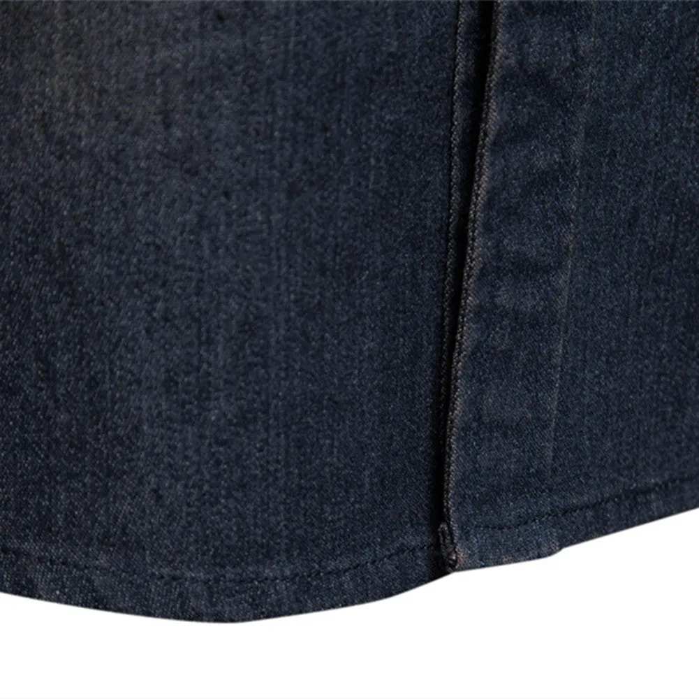 Men's slim fit long-sleeved denim shirt in cotton, shown in a solid colour.