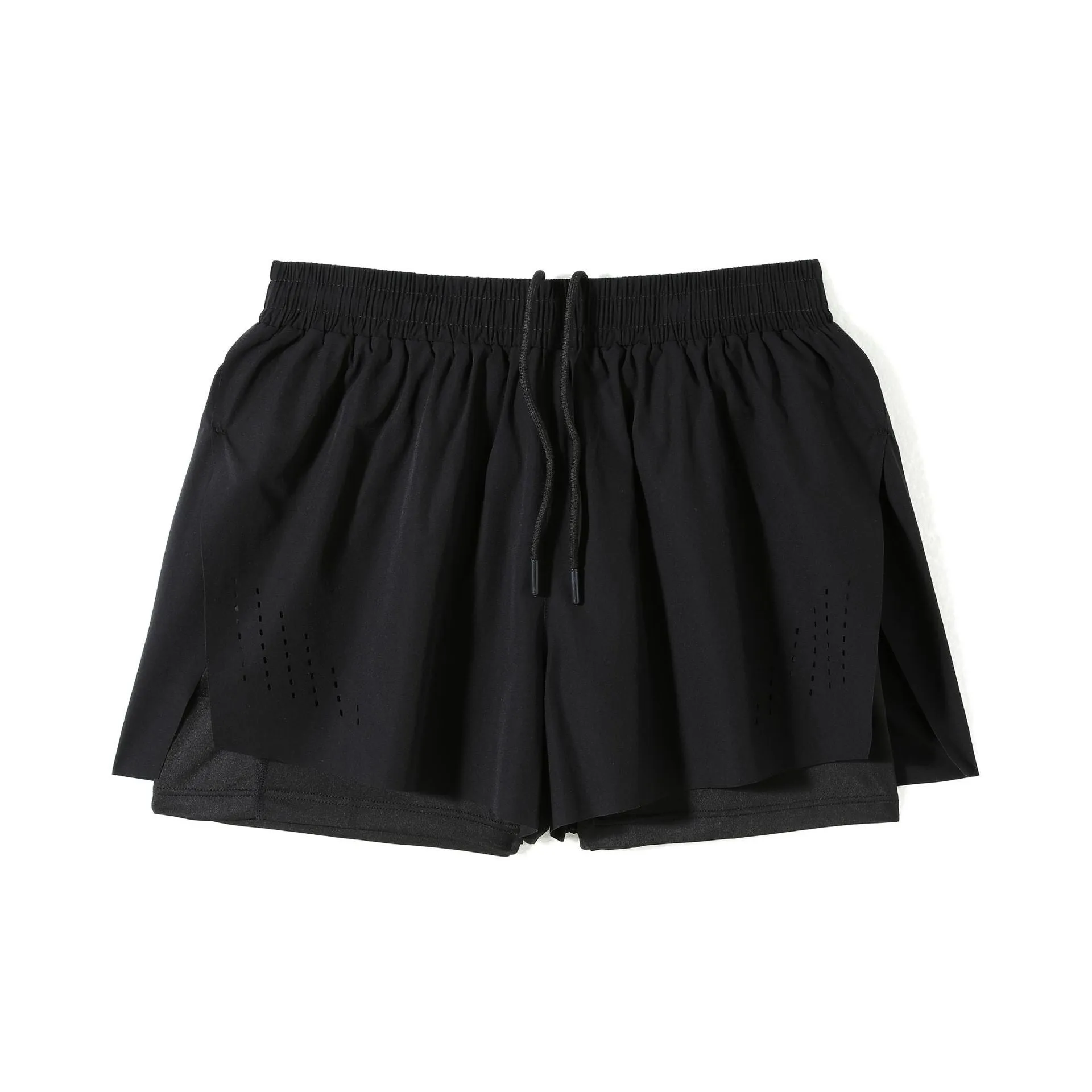 Men's nylon sports shorts with side-slit design in turmeric yellow colour
