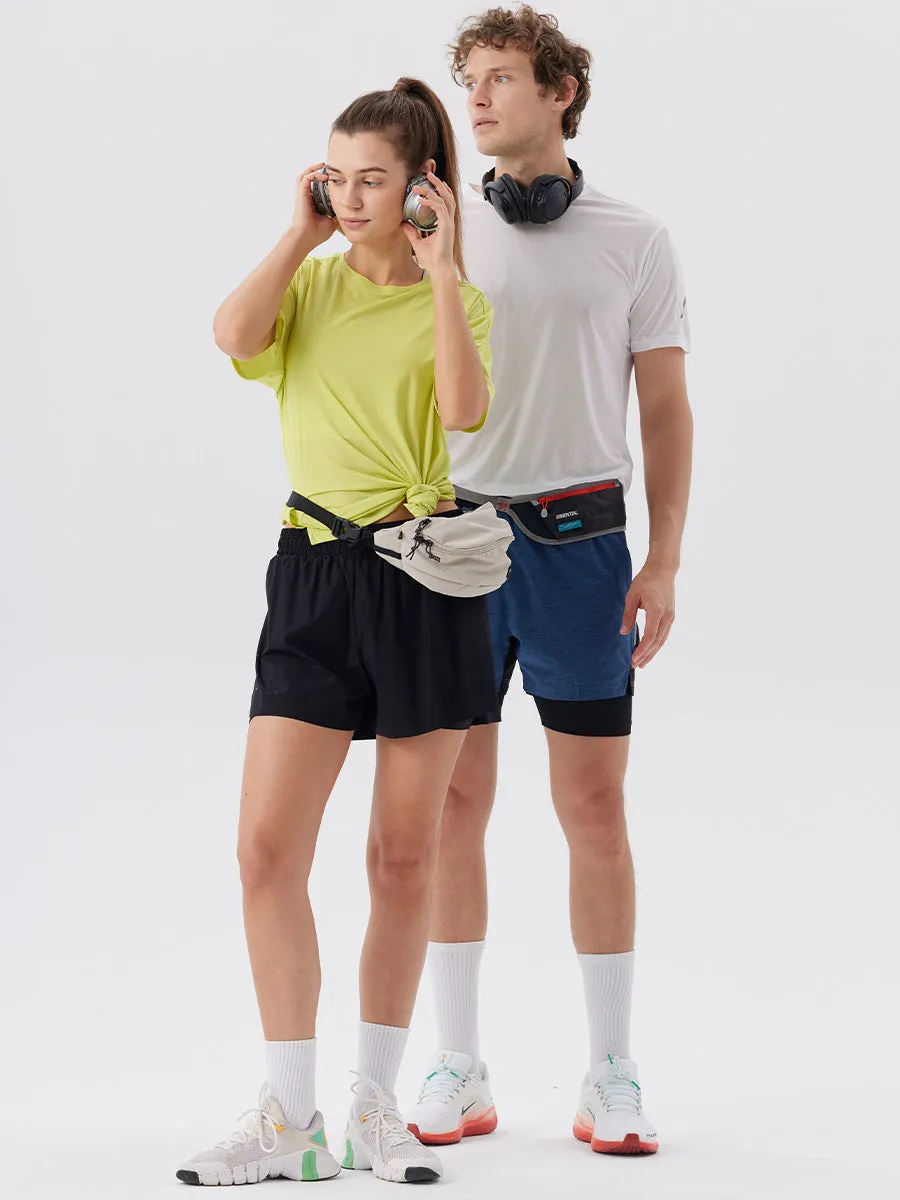 Men's nylon sports shorts with side-slit design in turmeric yellow colour