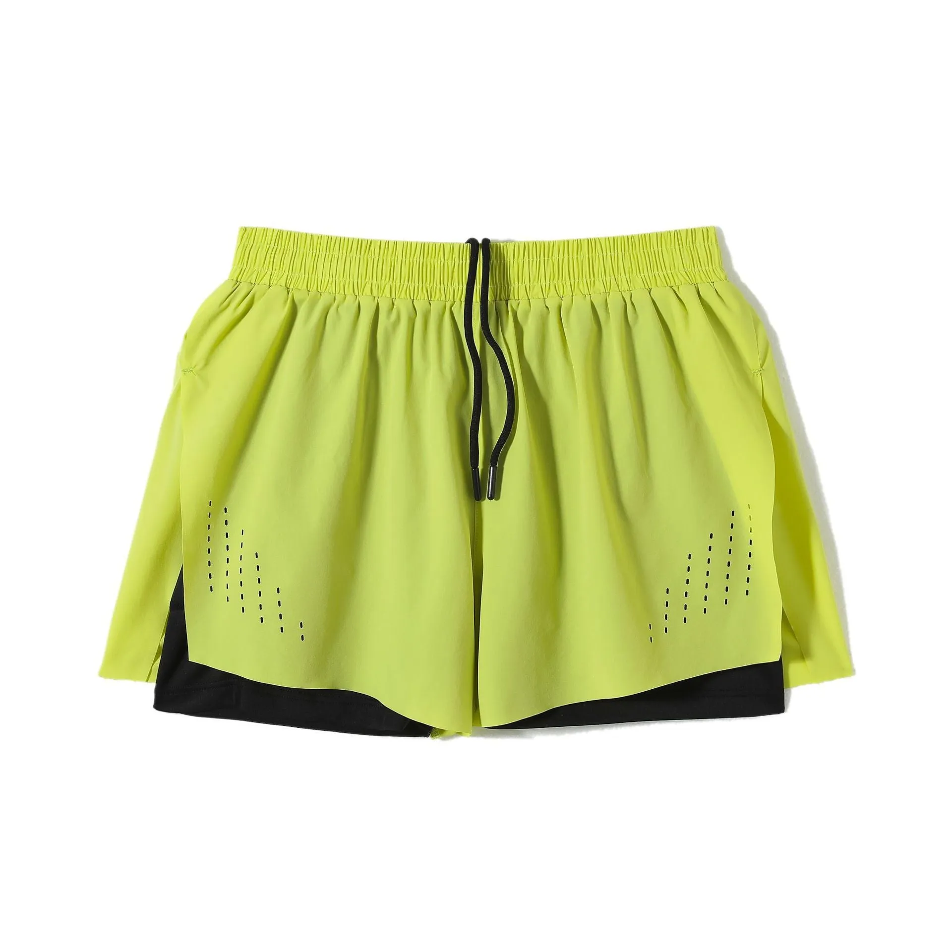 Men's nylon sports shorts with side-slit design in turmeric yellow colour