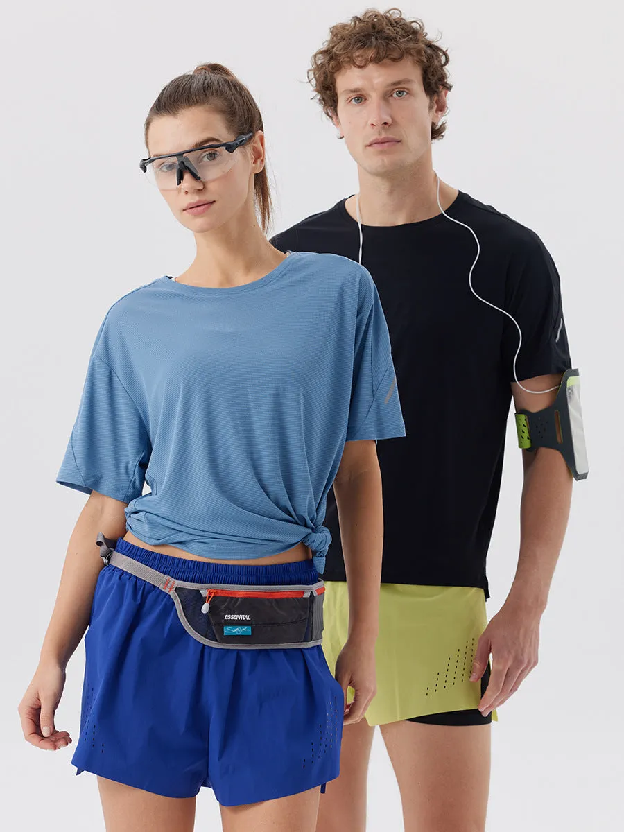 Men's nylon sports shorts with side-slit design in turmeric yellow colour