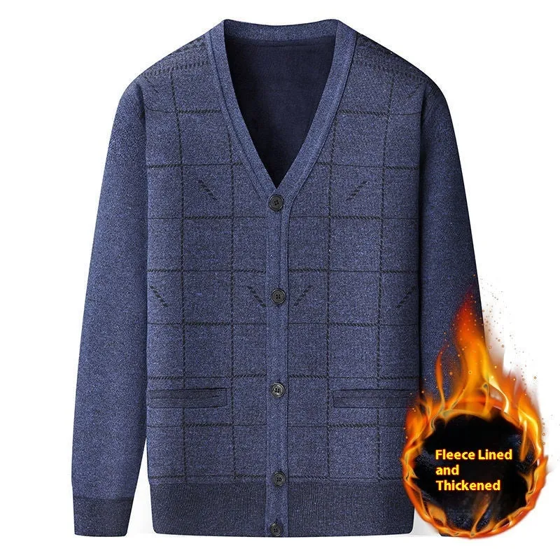 Men's plus size batwing sleeve cardigan with velvet lining in dark gray
