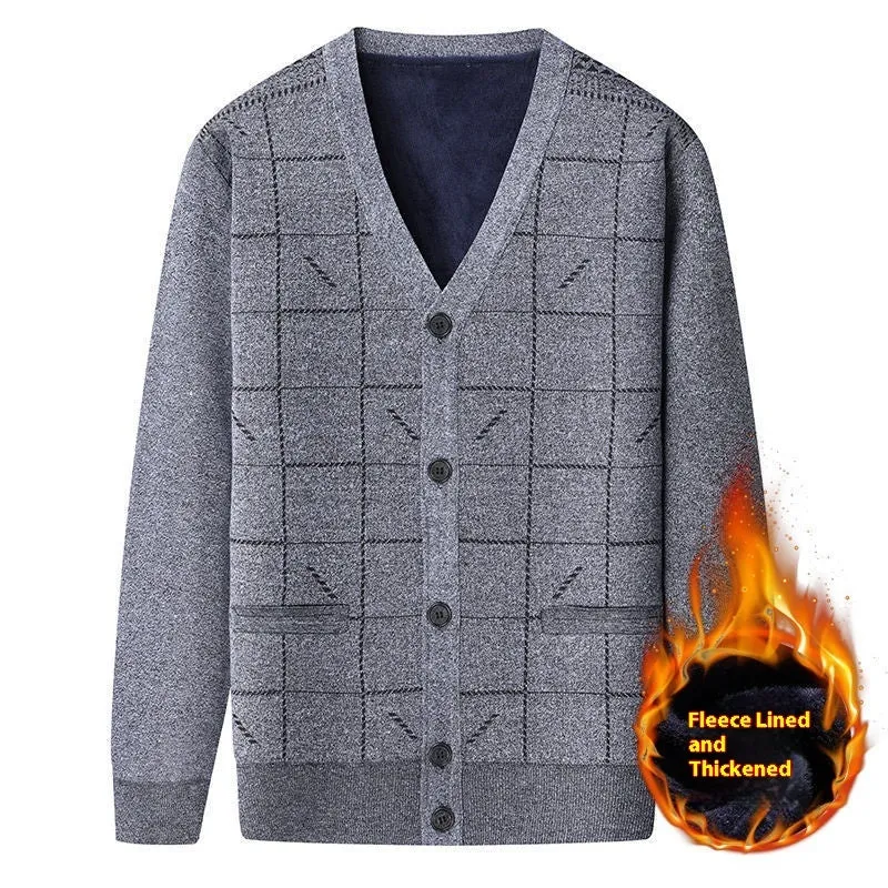 Men's plus size batwing sleeve cardigan with velvet lining in dark gray