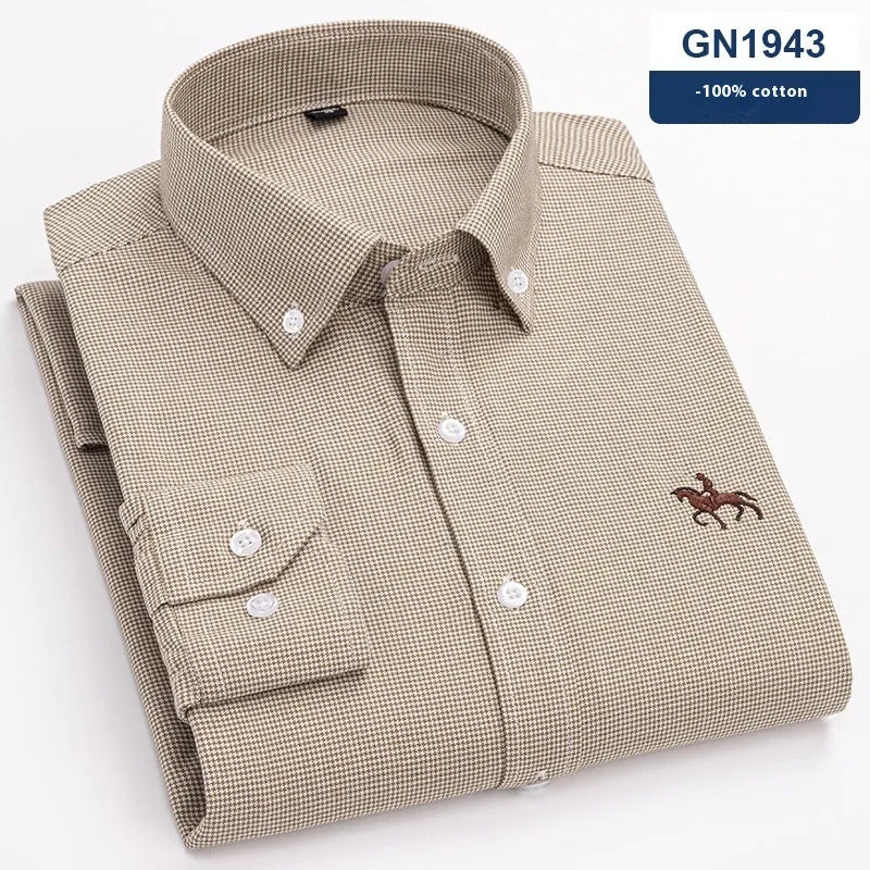Men's pure cotton Oxford fabric casual shirt in leisure style