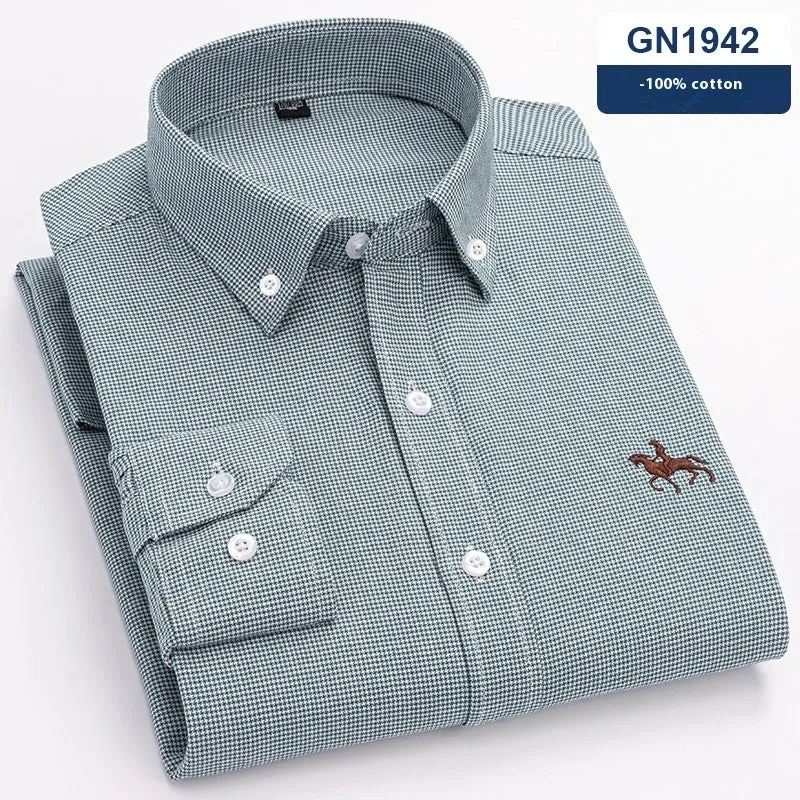 Men's pure cotton Oxford fabric casual shirt in leisure style