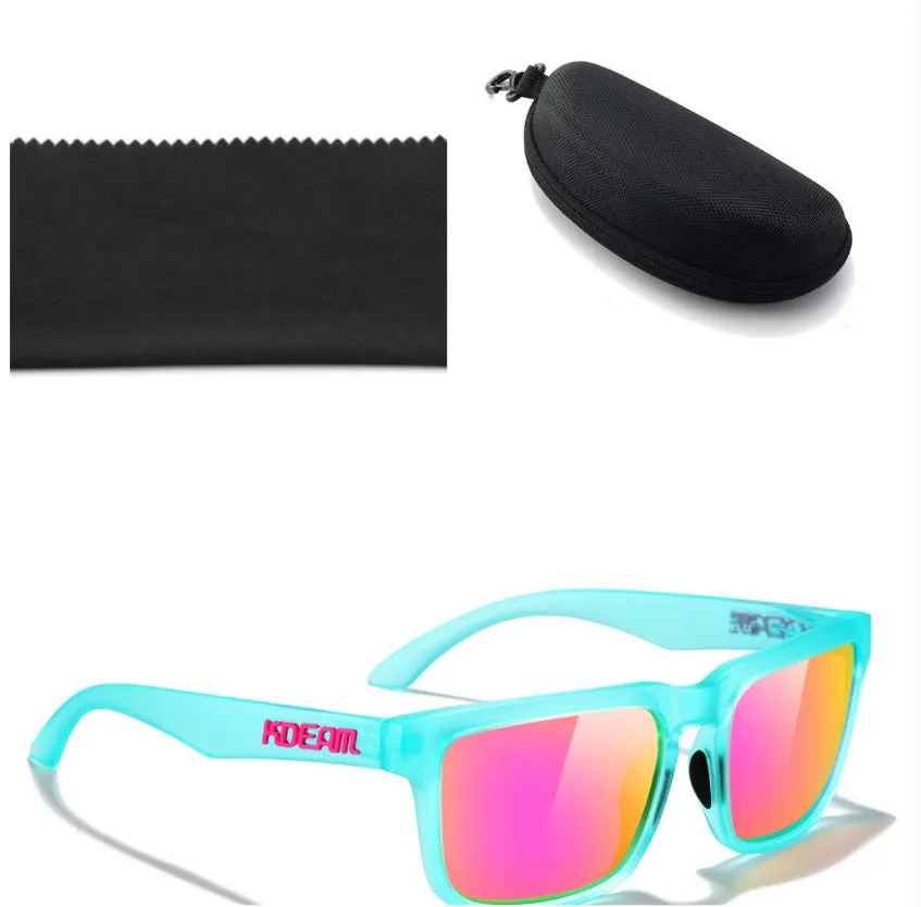Square polarised sunglasses with TAC lenses and PC frames in multiple colour options