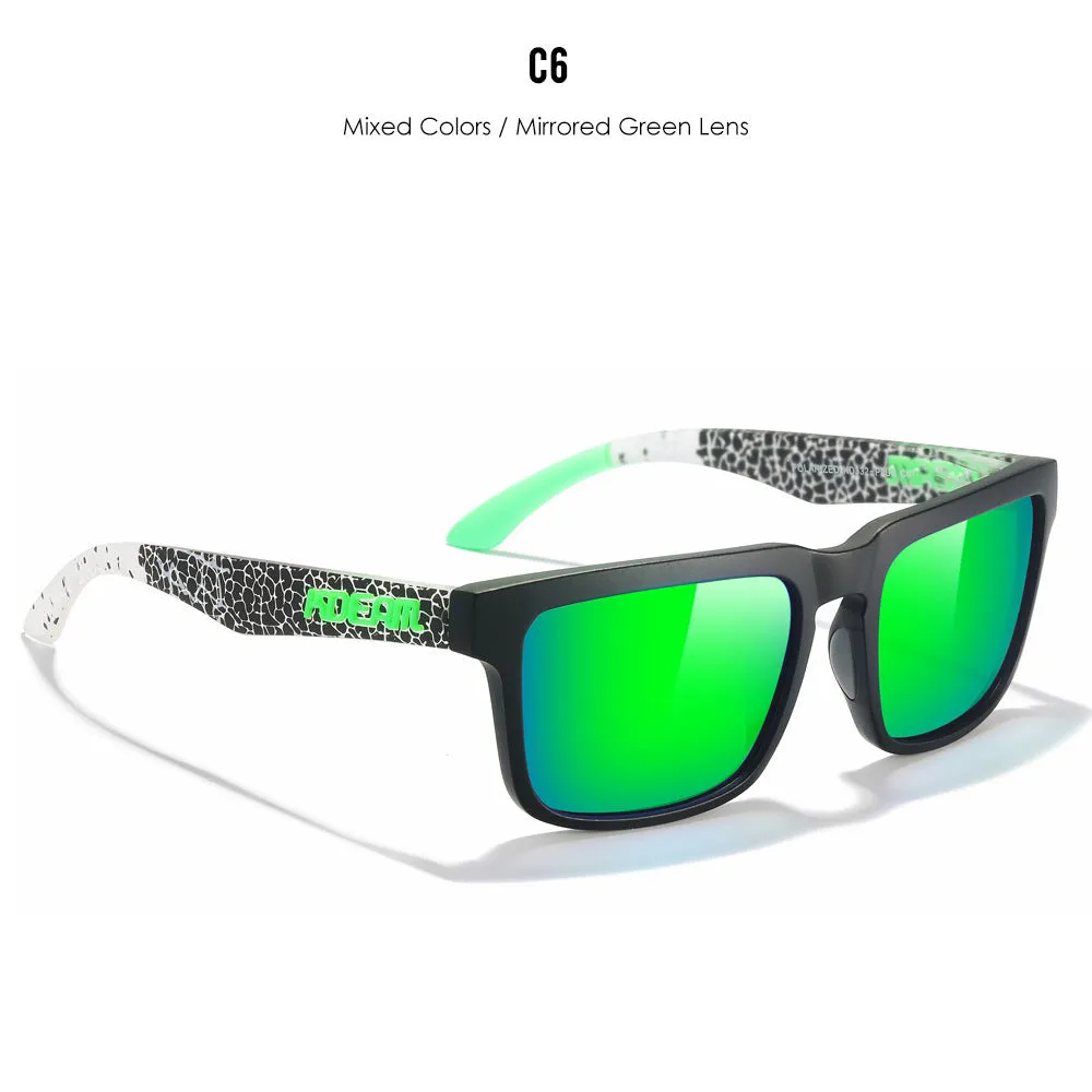 Square polarised sunglasses with TAC lenses and PC frames in multiple colour options