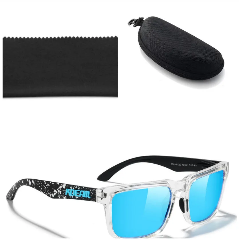 Square polarised sunglasses with TAC lenses and PC frames in multiple colour options