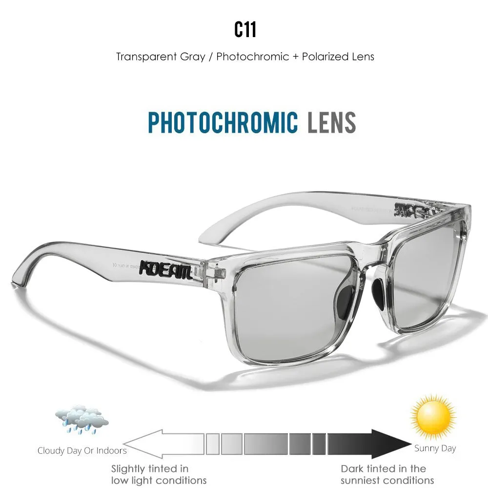 Square polarised sunglasses with TAC lenses and PC frames in multiple colour options