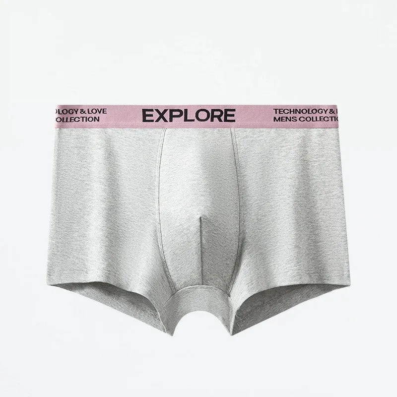 Men's cotton antibacterial underwear in mid waist design showing colour options including pink and grey combinations