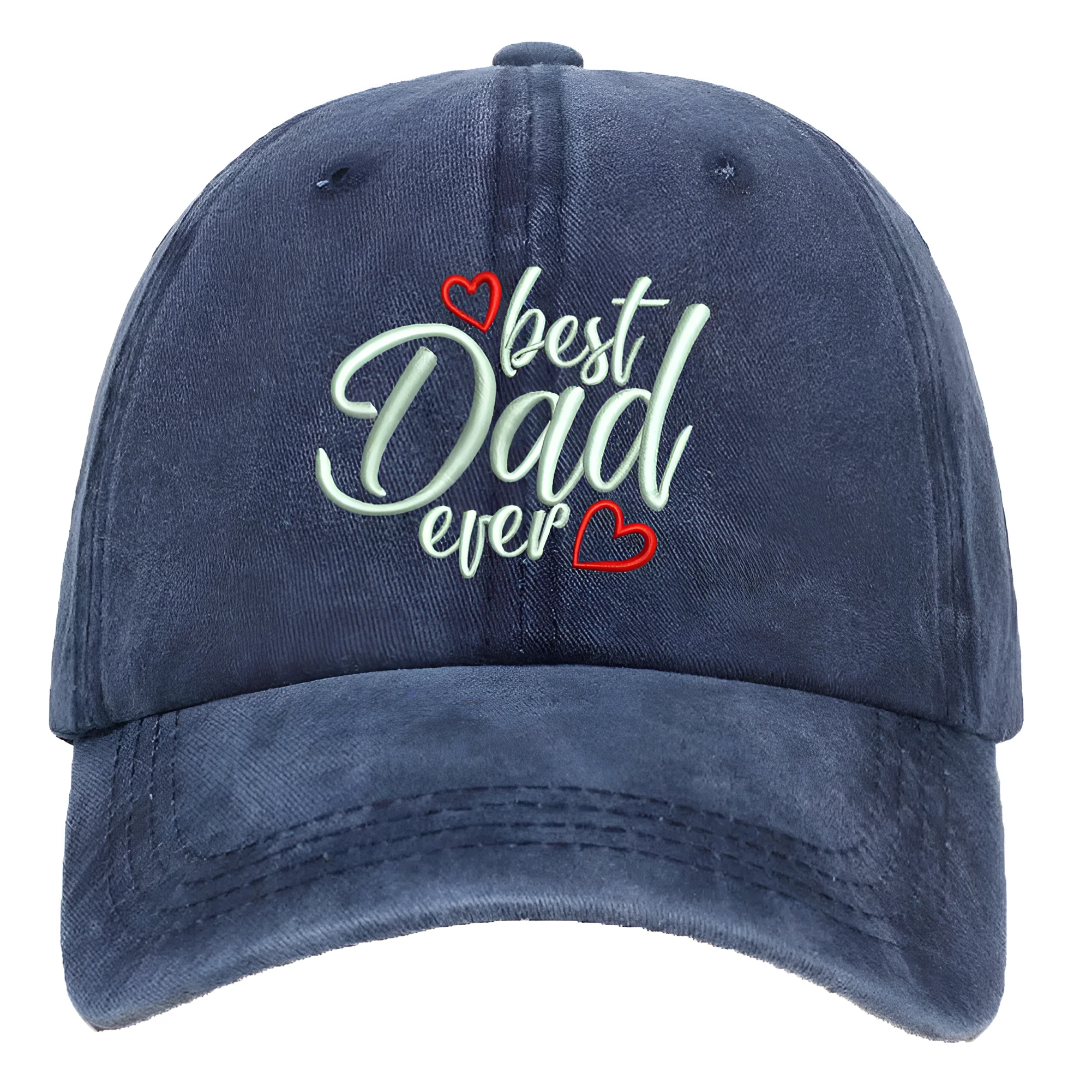 Red cotton baseball cap with embroidered letters showing adjustable strap and dome crown