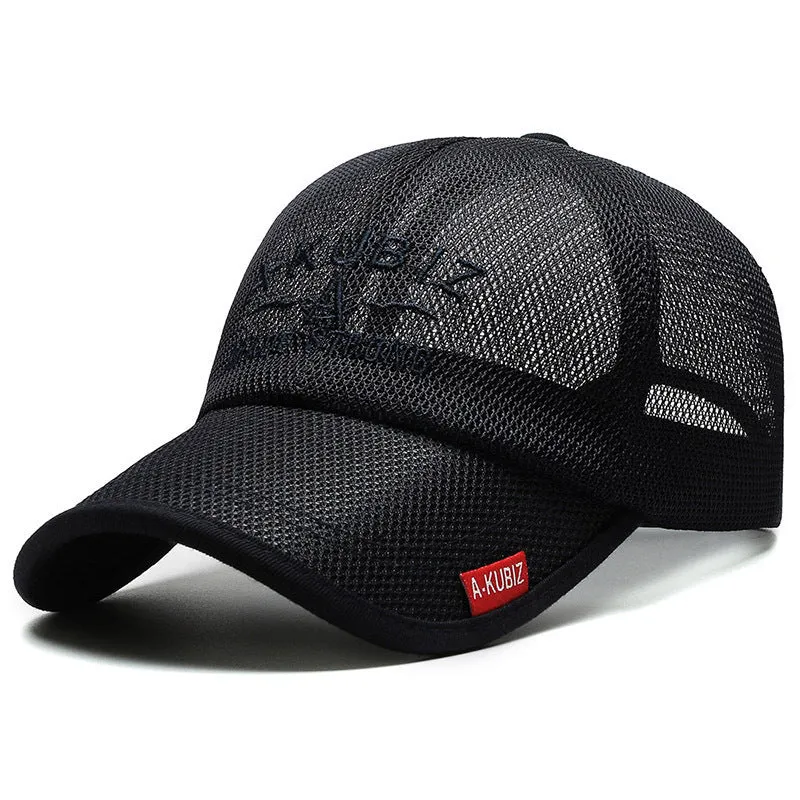 Men's cotton mesh baseball cap in Army Green with an adjustable strap, shown from the side.