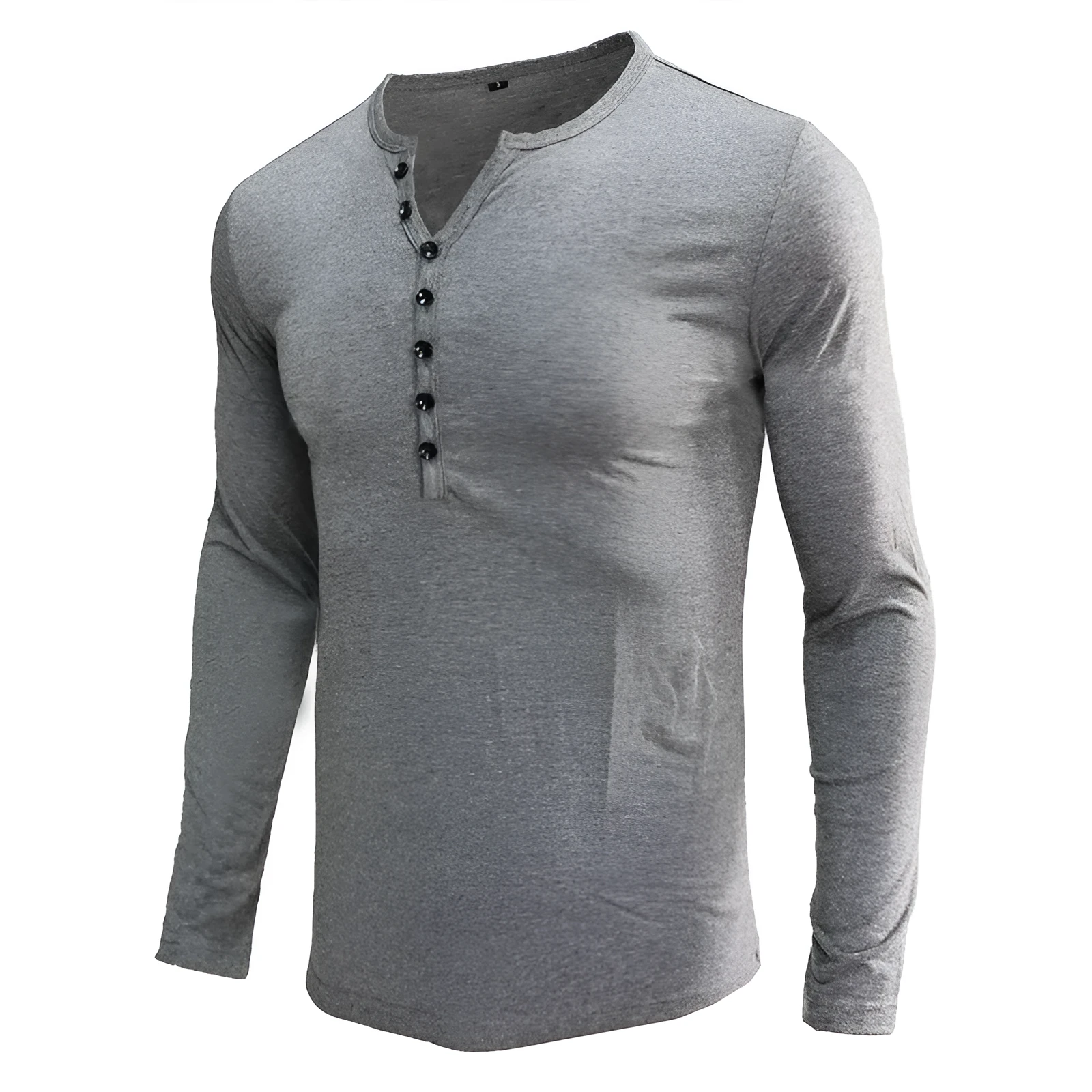 Men's cotton blend long sleeve t-shirt in solid colour with European and American sizing