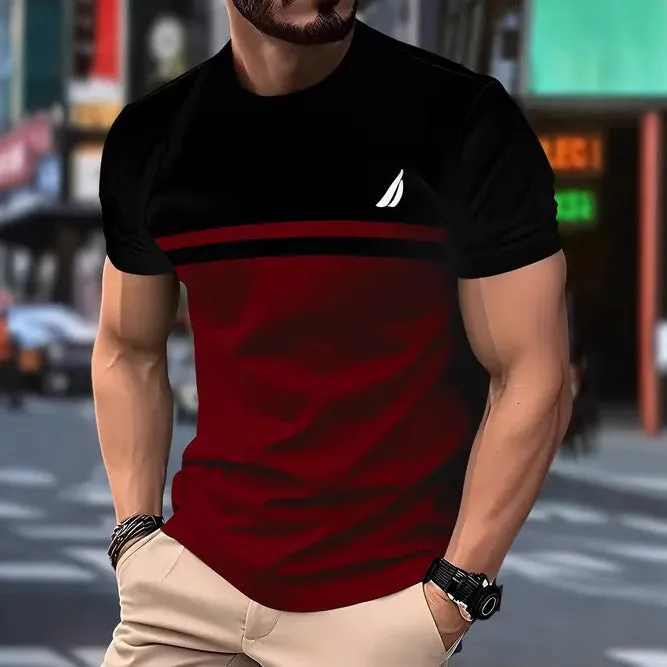 Men's loose fit casual polyester T-shirt in multiple colours with short sleeves