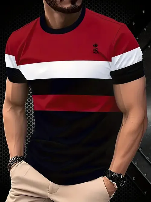 Men's loose fit casual polyester T-shirt in multiple colours with short sleeves
