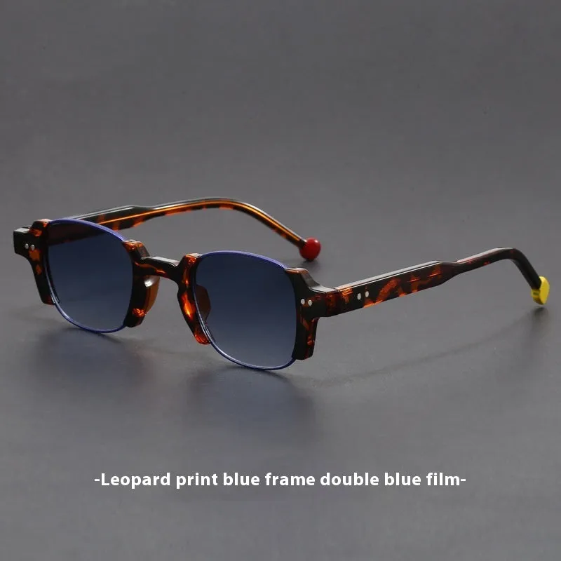 Square frame retro sunglasses with PC frame and AC lenses shown in multiple colour options.