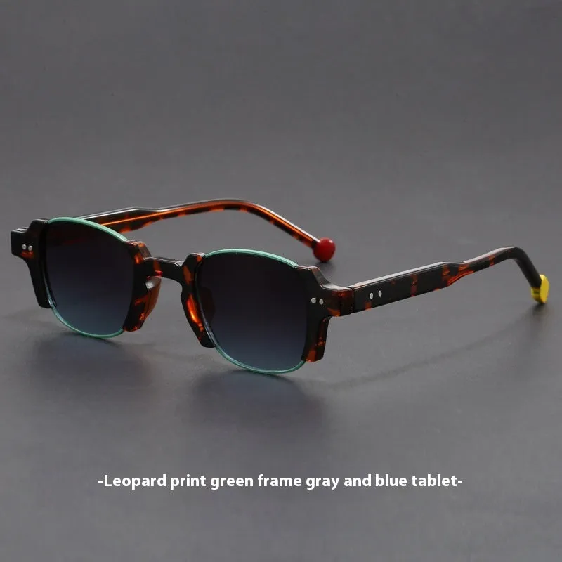 Square frame retro sunglasses with PC frame and AC lenses shown in multiple colour options.