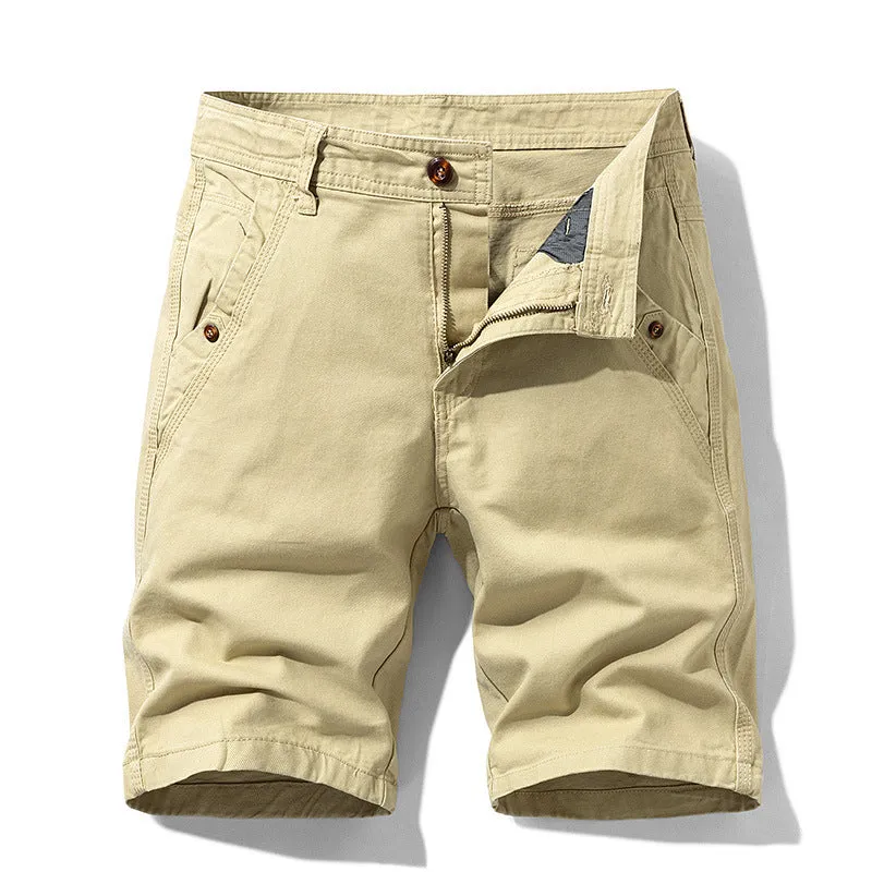 Pure cotton casual overalls pants in a straight-leg style with a zipper fly, shown in khaki colour.