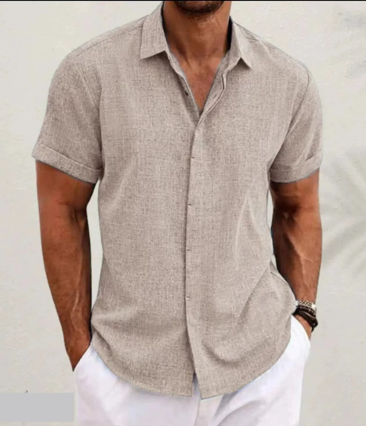 Men's light grey lapel cardigan in a loose fit long sleeve style