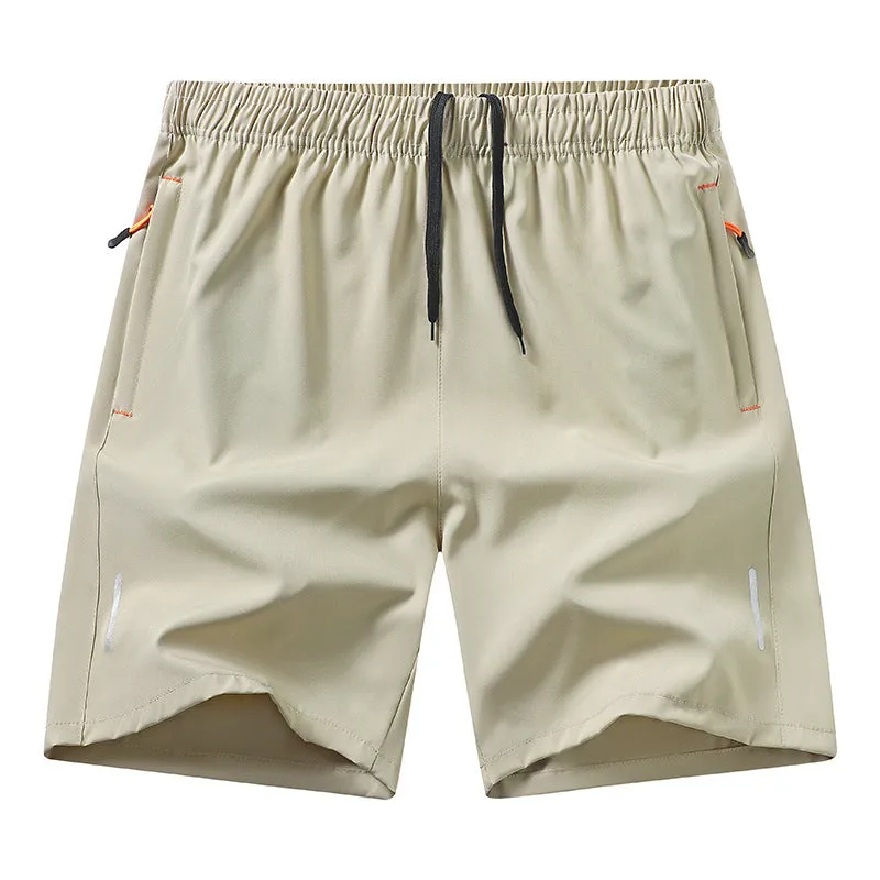 Men's ice silk polyester sports shorts in straight-leg loose fit for basketball training