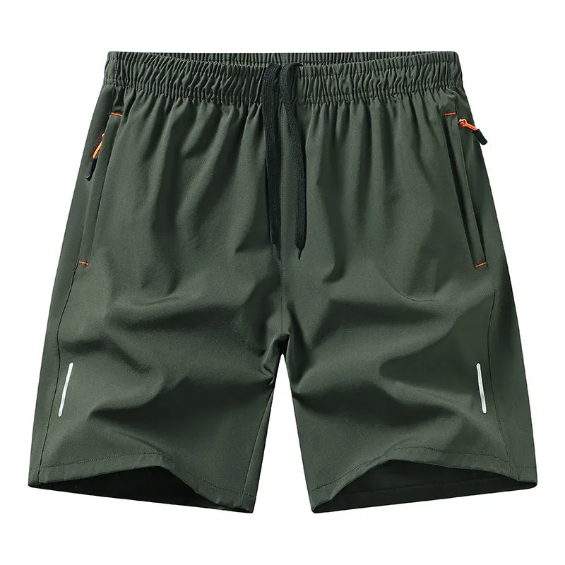 Men's ice silk polyester sports shorts in straight-leg loose fit for basketball training