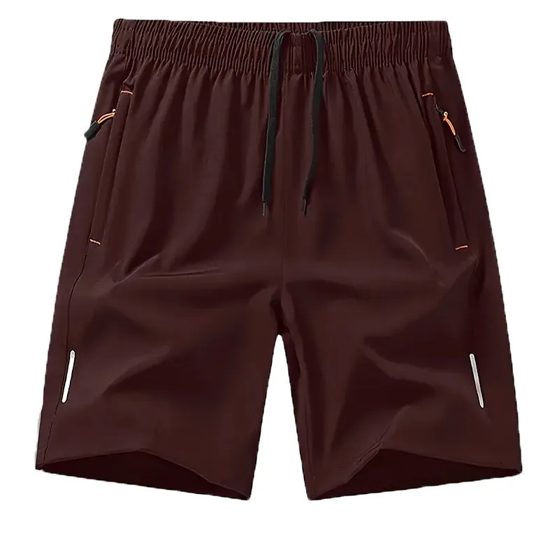 Men's ice silk polyester sports shorts in straight-leg loose fit for basketball training